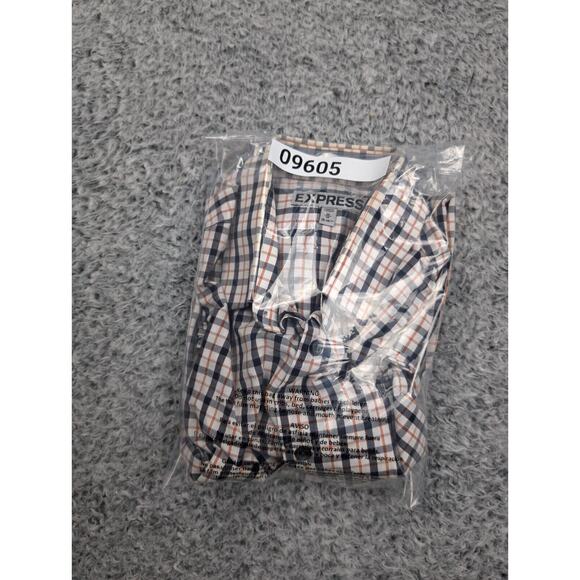 Express Shirt Men Medium Black Orange Fitted Normcore Long Sleeve Preppy Casual - Picture 6 of 6